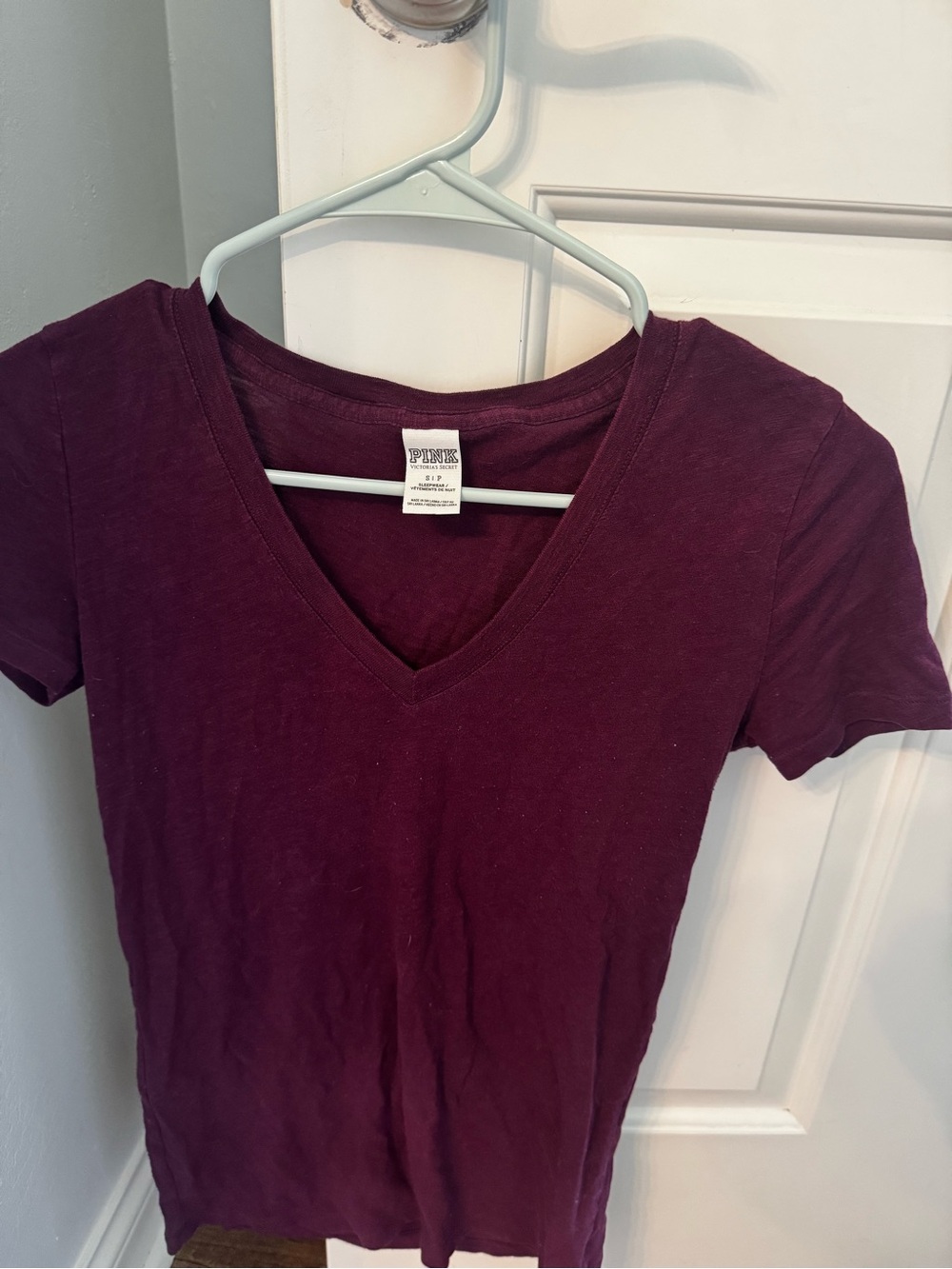 Victoria's Secret PINK Short Sleeve V-Neck Tee in Plum